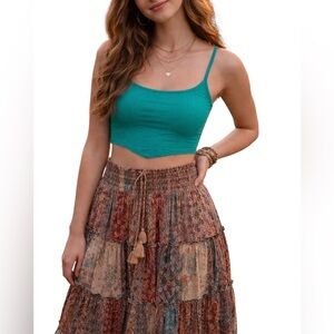 Urban Outfitters Cropped Tank Top Medium Kelly Green Teal